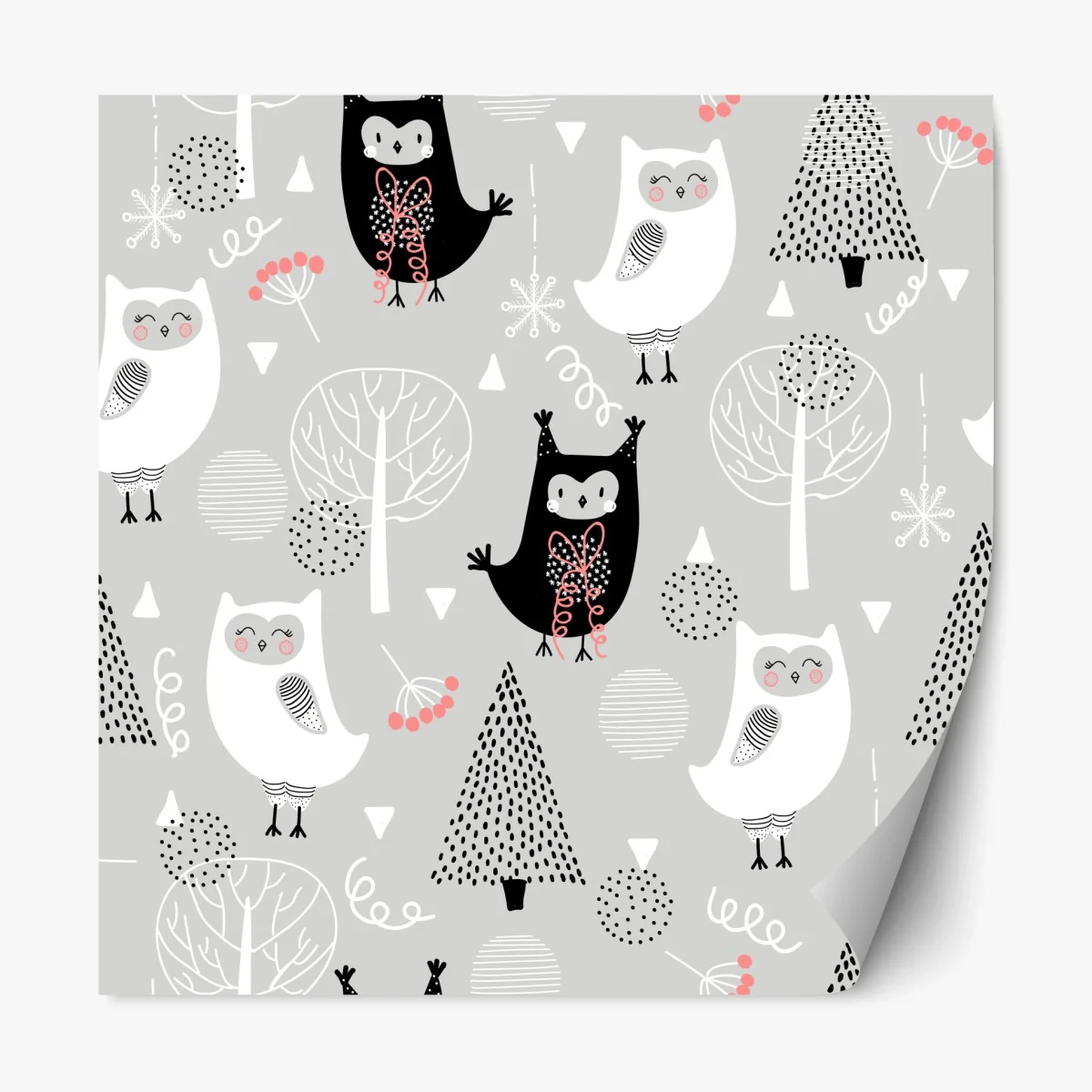 Repositionierbarer Aufkleber skandinavisches eulenmuster für kinderzimmer – Wallnifity®