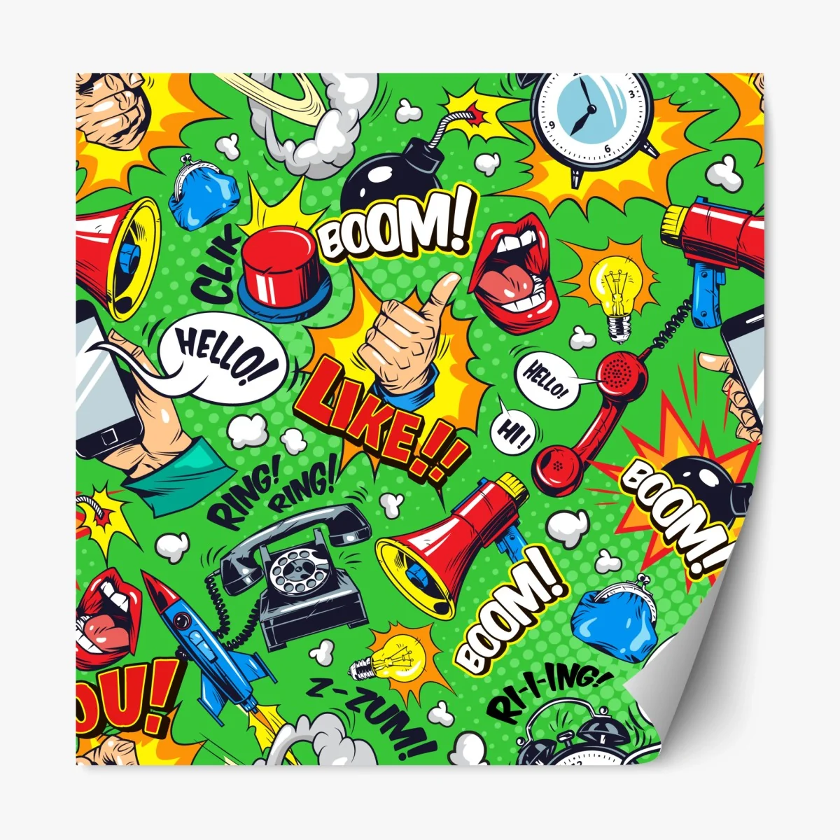 Repositionierbarer Aufkleber comic pop-art explosionsmuster – Wallnifity®