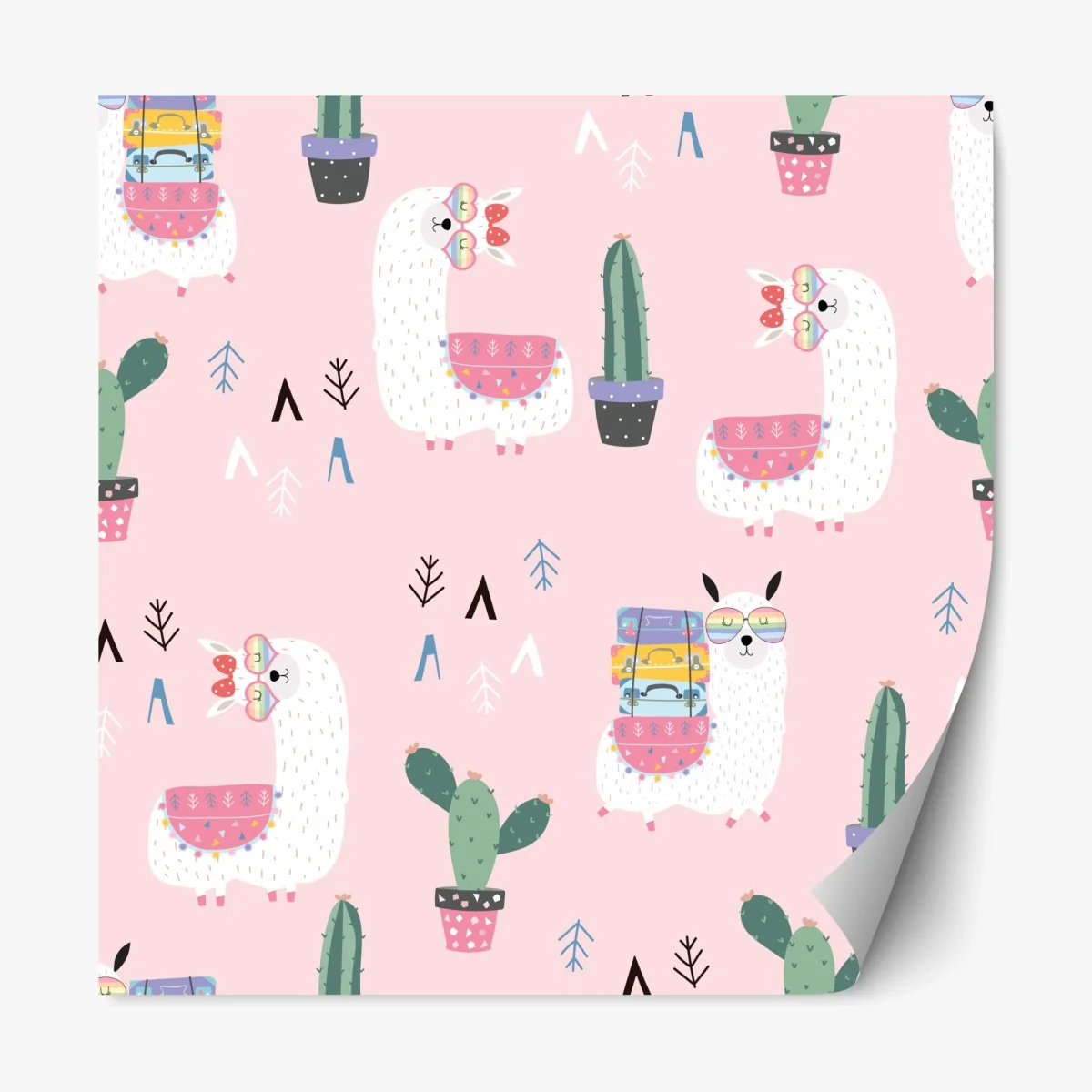 Repositionierbarer Aufkleber niedliches pastell lama-muster – Wallnifity® Repositionierbarer Aufkleber niedliches pastell lama-muster – Wallnifity®