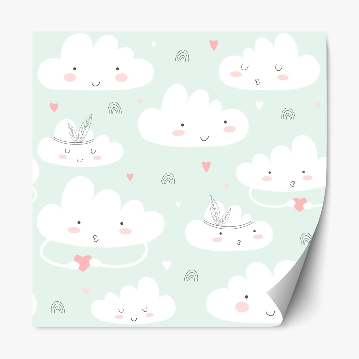 Repositionierbarer Aufkleber lächelnde wolken pastellmuster fürs kinderzimmer – Wallnifity® Repositionierbarer Aufkleber lächelnde wolken pastellmuster fürs kinderzimmer – Wallnifity®