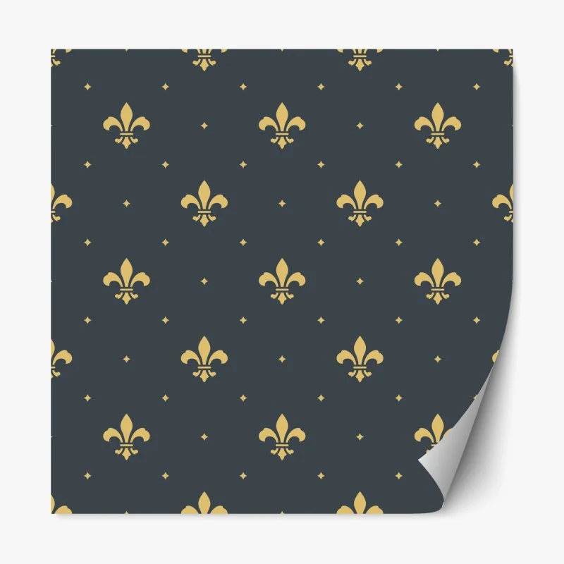 Repositionierbarer Aufkleber goldenes lilienmuster auf dunklem hintergrund