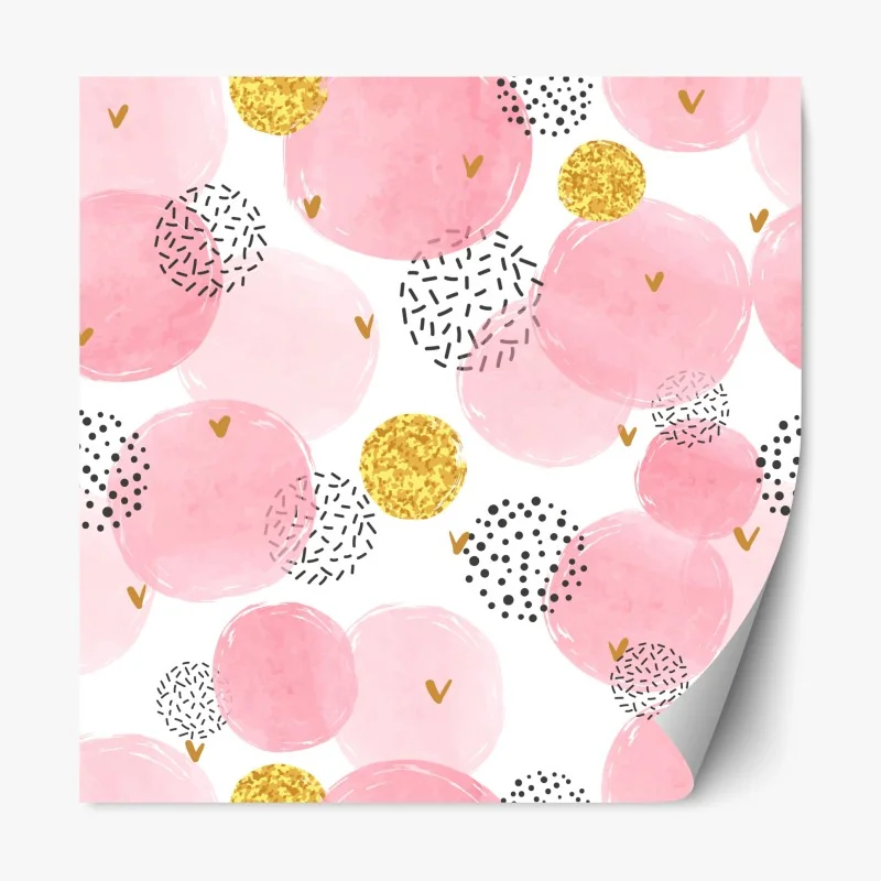 Repositionierbarer Aufkleber rosa aquarellkreise mit goldenen akzenten