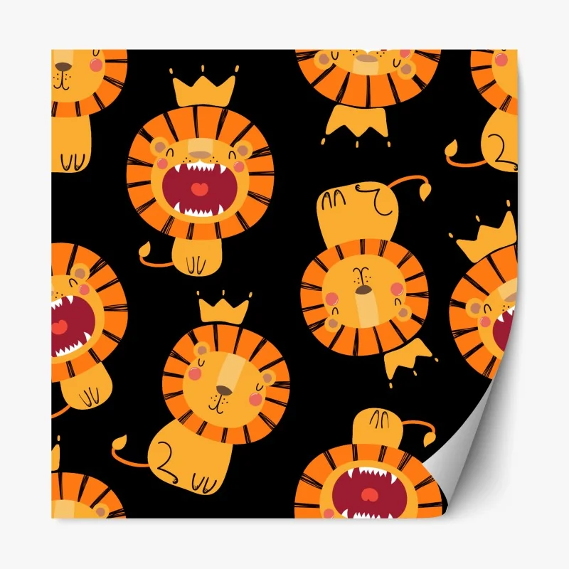 Repositionierbarer Aufkleber verspielte katzen zwischen streifen – Wallnifity®