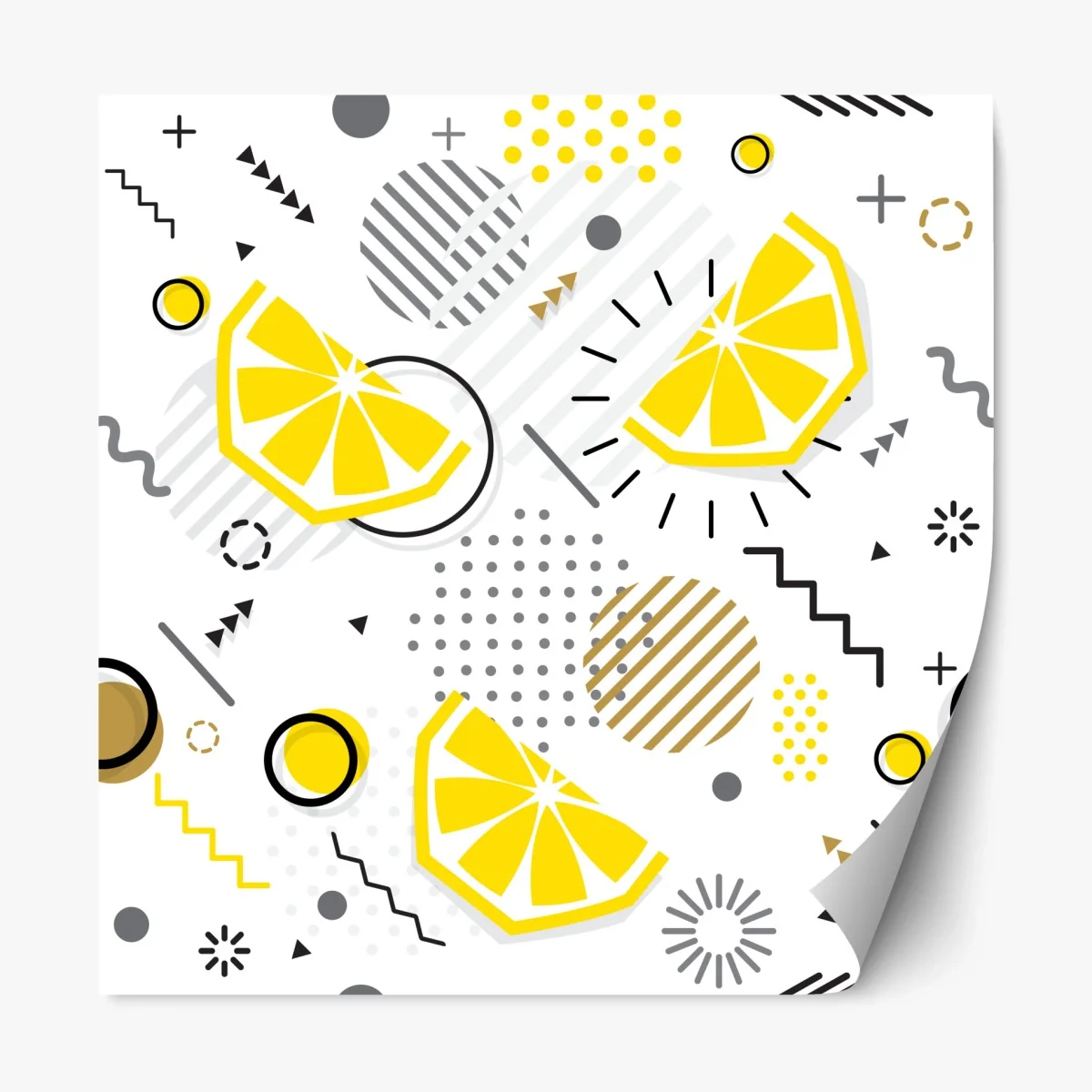 Repositionierbarer Aufkleber leuchtendes zitrus geometrisches muster – Wallnifity®