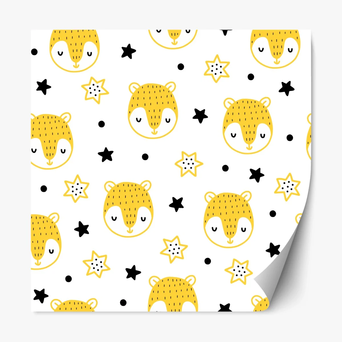 Repositionierbarer Aufkleber niedliches gelbes tiergesichter muster für kinderzimmer – Wallnifity®