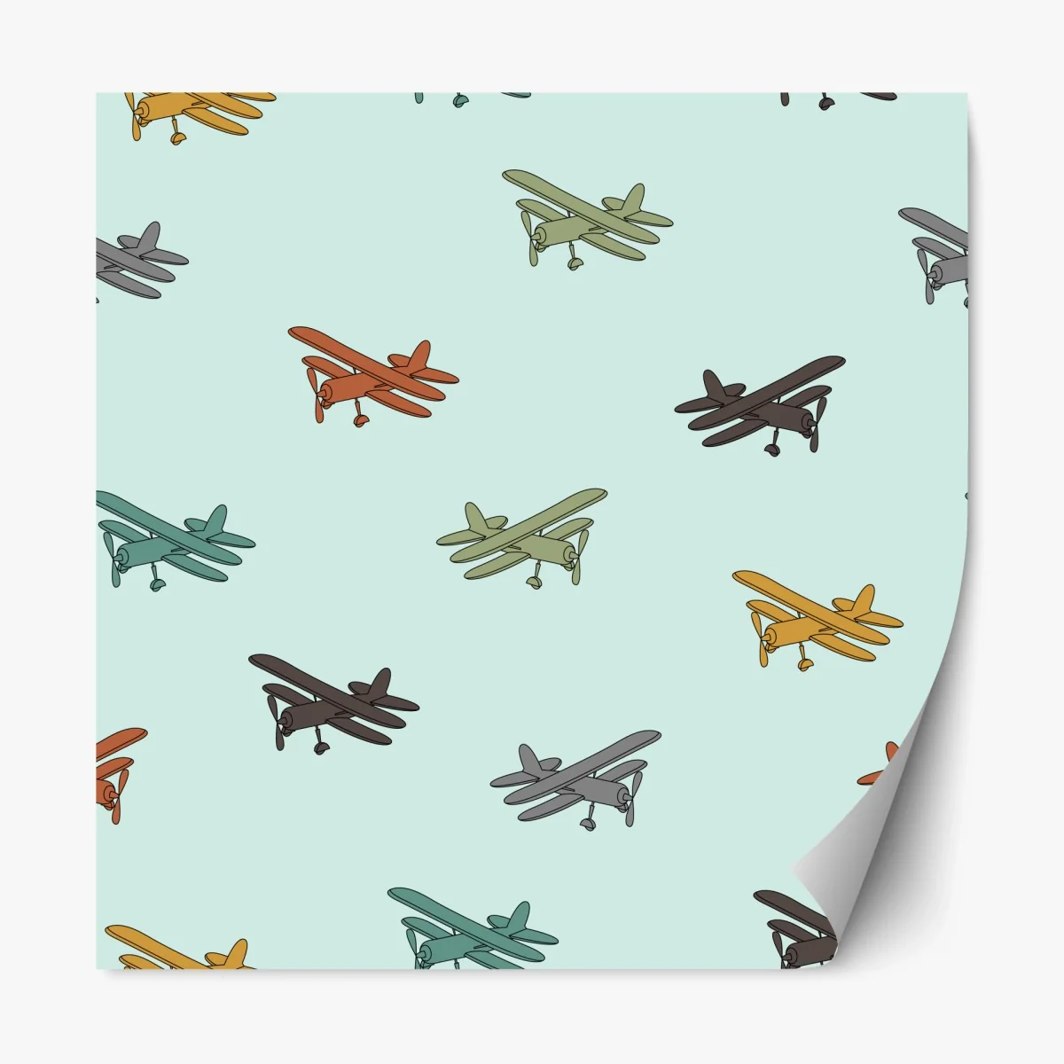 Repositionierbarer Aufkleber muster mit doppeldeckern auf türkisgrund – Wallnifity® Repositionierbarer Aufkleber muster mit doppeldeckern auf türkisgrund – Wallnifity®