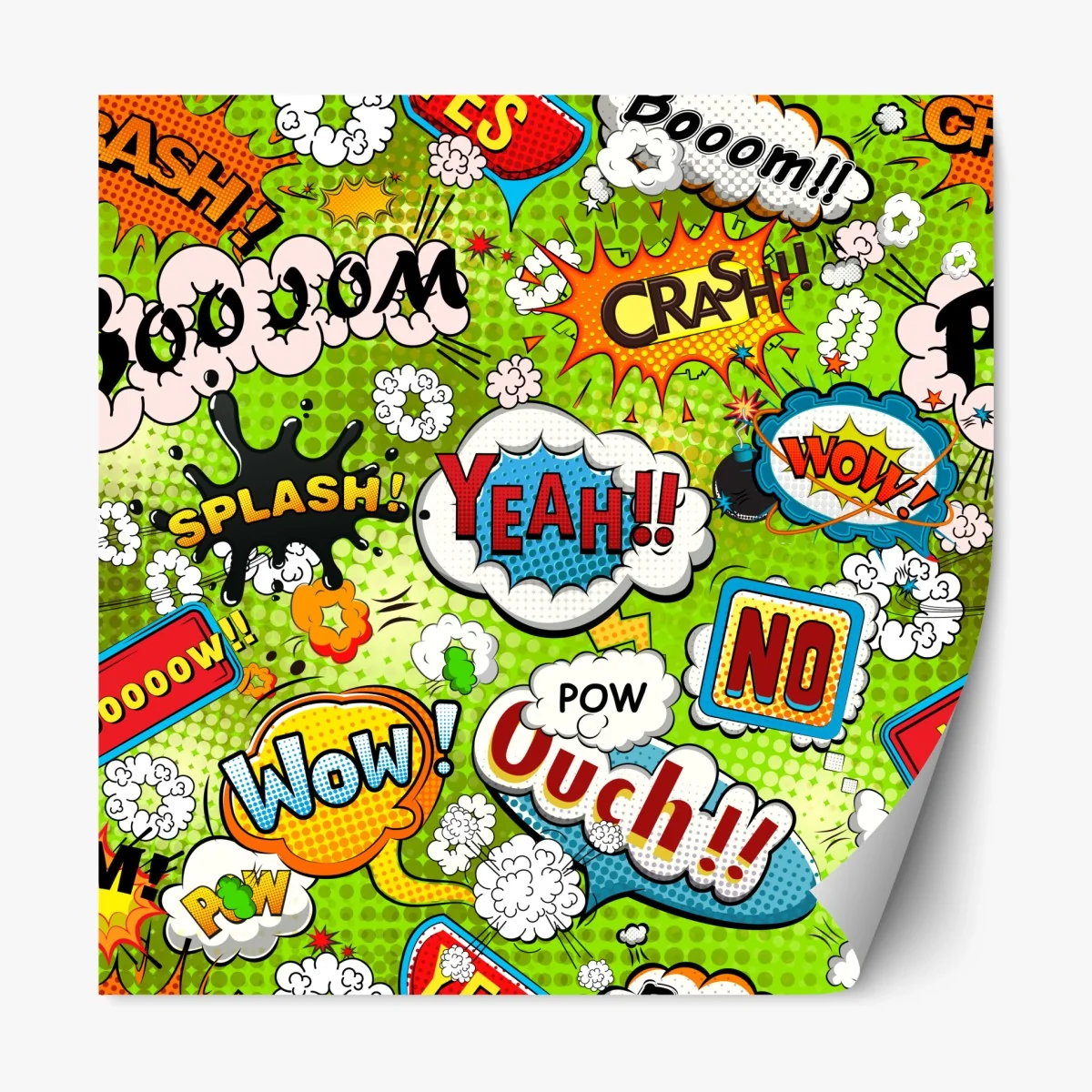 Repositionierbarer Aufkleber lebhafte pop-art-comic-collage – Wallnifity®