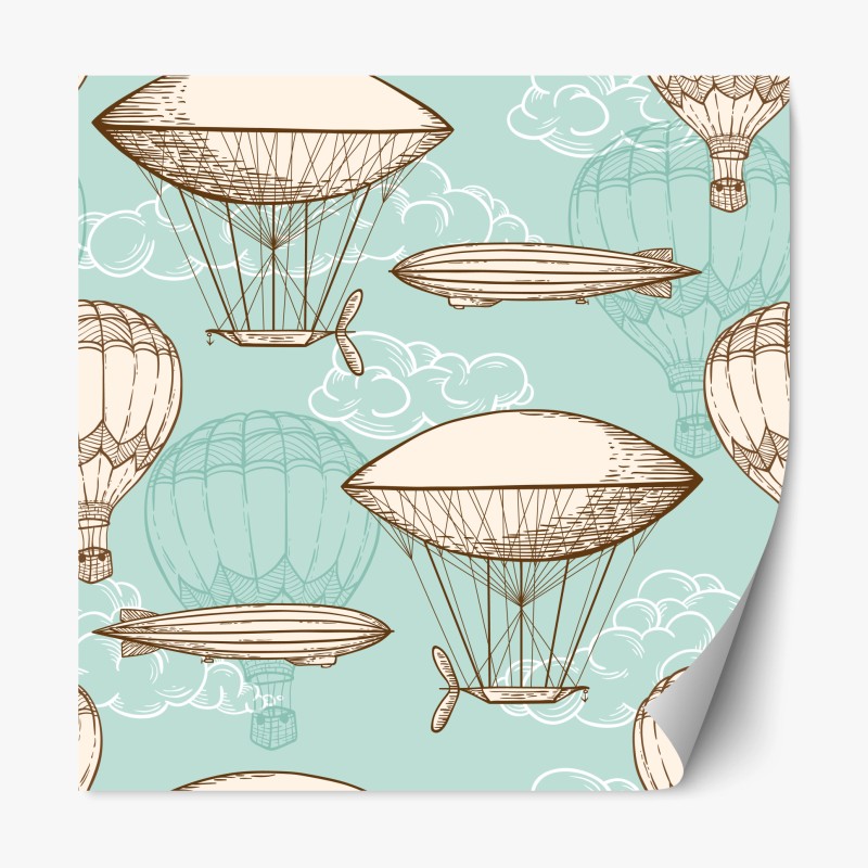 Repositionierbarer Aufkleber vintage-motiv mit luftschiffen und ballons