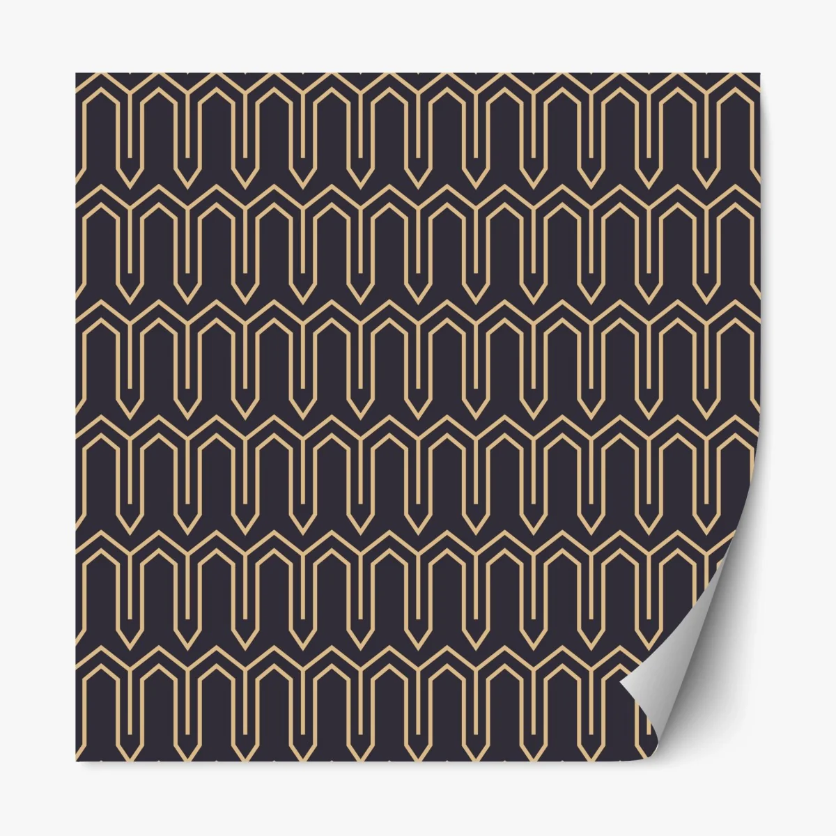 Repositionierbarer Aufkleber art deco geometrisches muster in gold und schwarz – Wallnifity®