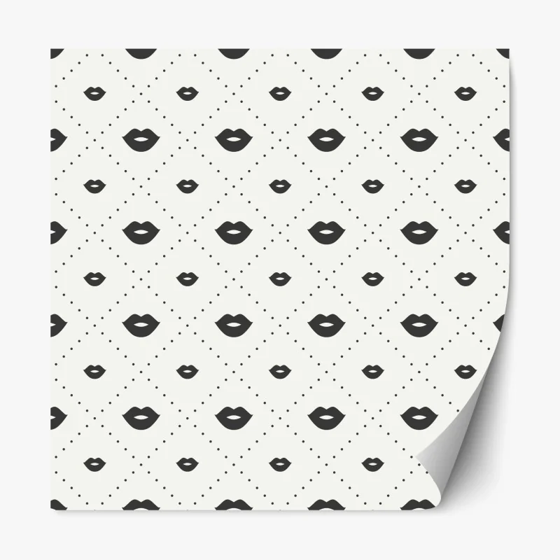 Repositionierbarer Aufkleber minimalistisches monochromes lippenmuster