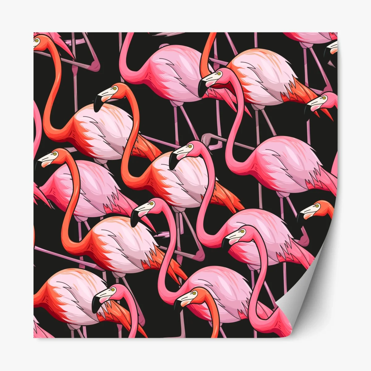 Repositionierbarer Aufkleber rosa flamingo-muster auf schwarzem hintergrund – Wallnifity® Repositionierbarer Aufkleber rosa flamingo-muster auf schwarzem hintergrund – Wallnifity®