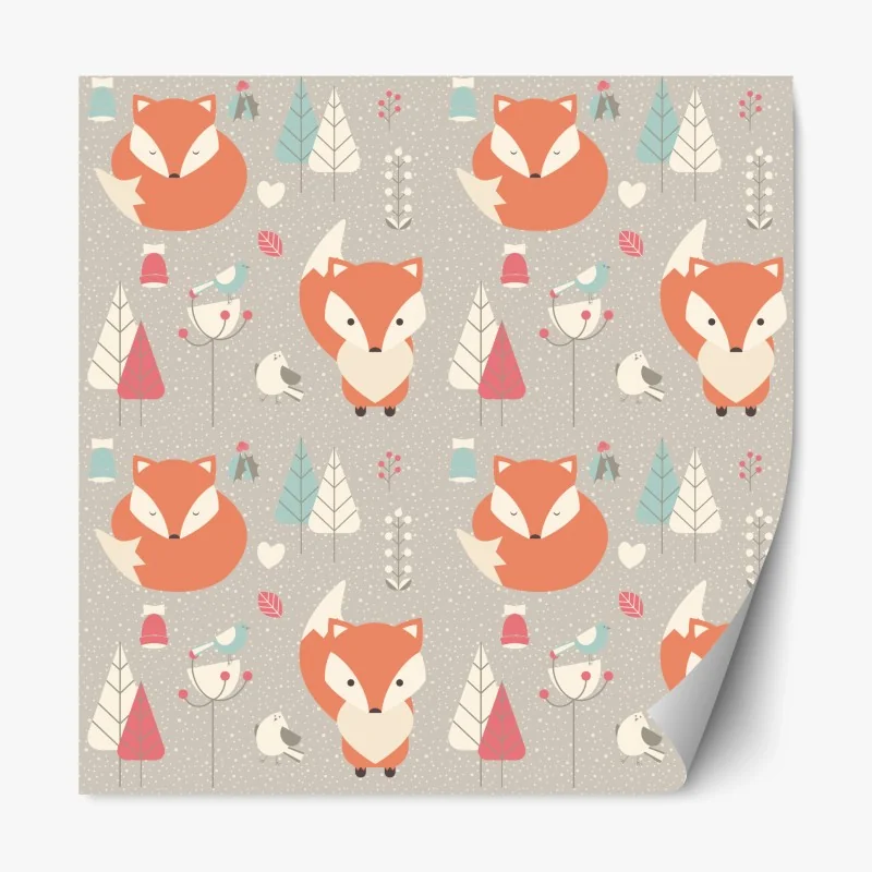 Repositionierbarer Aufkleber winterliche gimpel und vogelbeeren - muster – Wallnifity®