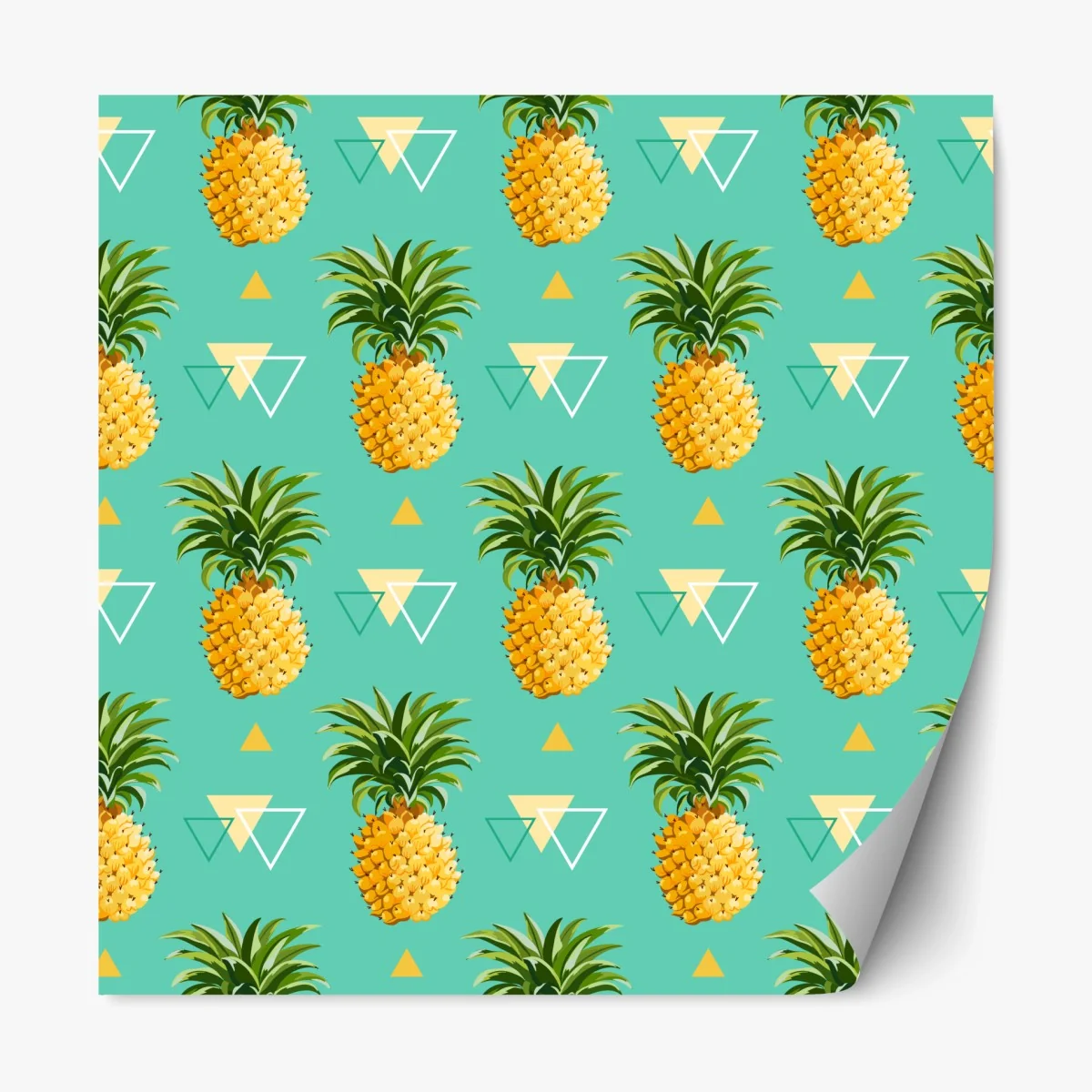 Repositionierbarer Aufkleber tropisches ananasmuster auf türkisfarbenem hintergrund – Wallnifity®