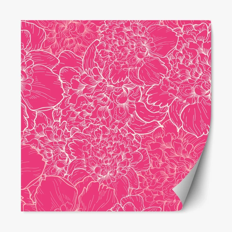 Repositionierbarer Aufkleber leuchtendes rosa pfingstrosenmuster