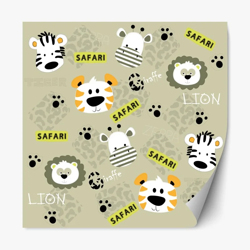 Repositionierbarer Aufkleber süßes safari-tiermuster für kinder