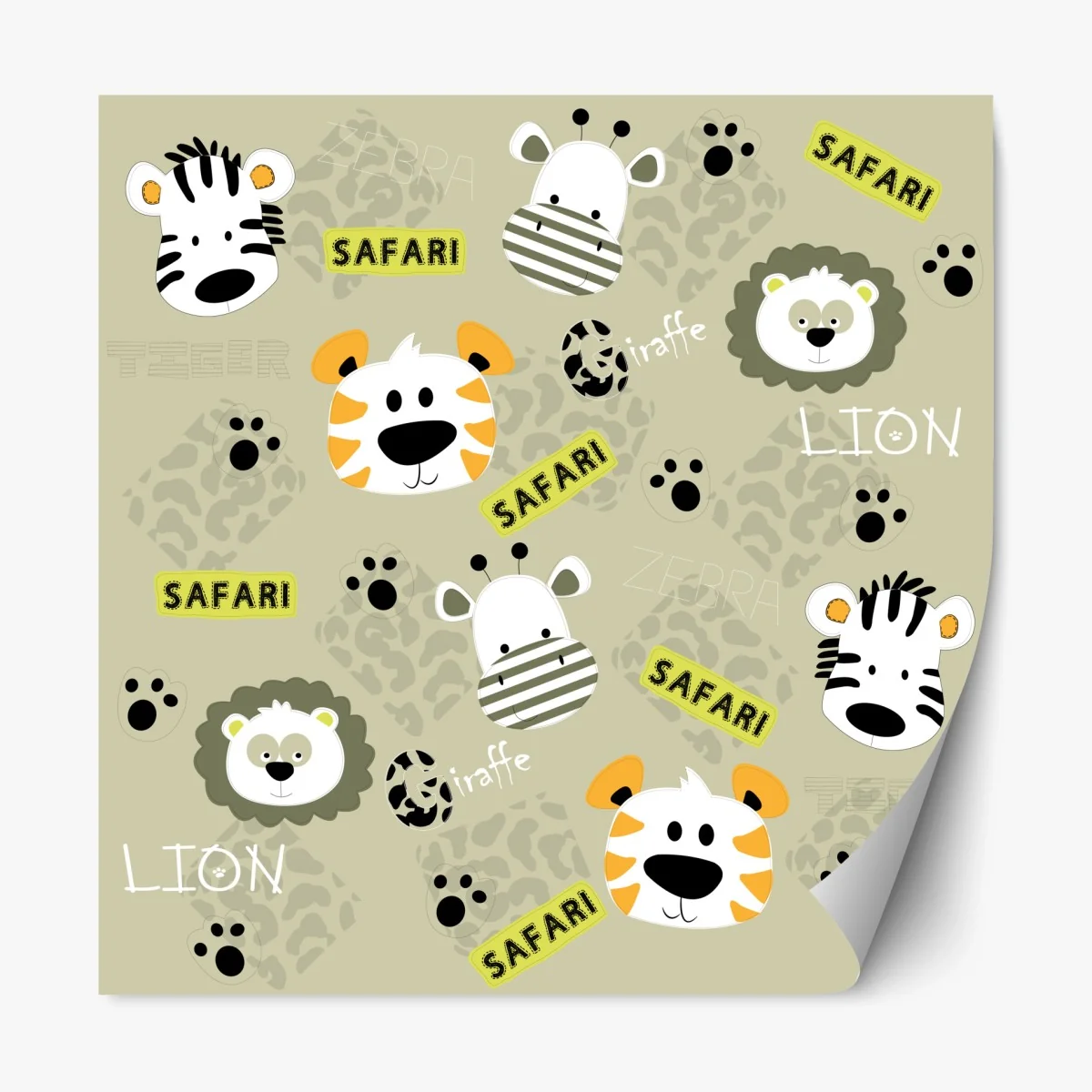 Repositionierbarer Aufkleber süßes safari-tiermuster für kinder – Wallnifity®