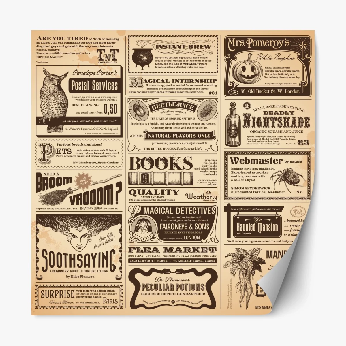 Repositionierbarer Aufkleber collage alter magischer anzeigen – Wallnifity®