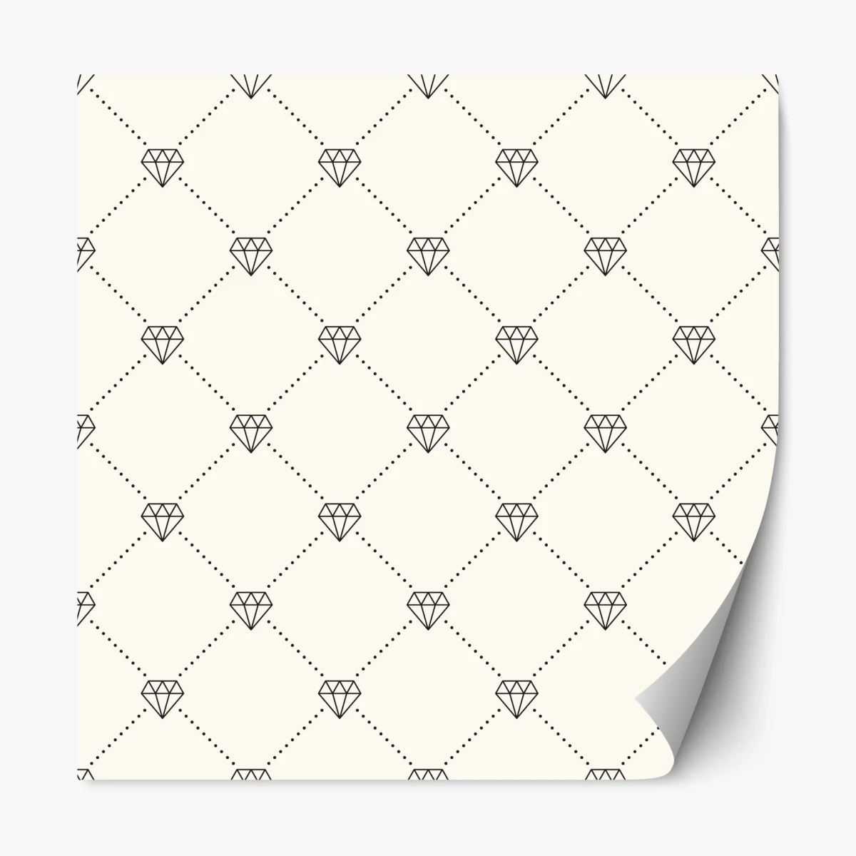 Repositionierbarer Aufkleber diamentgittermuster auf beigem hintergrund – Wallnifity®