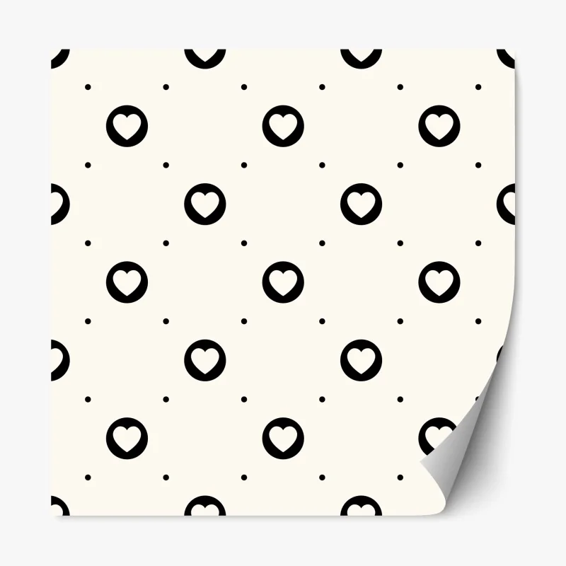 Repositionierbarer Aufkleber minimalistisches muster mit schwarzen herzen