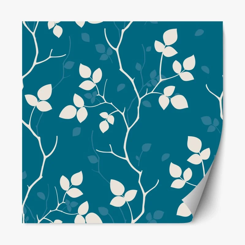 Repositionierbarer Aufkleber türkises botanisches blattmuster
