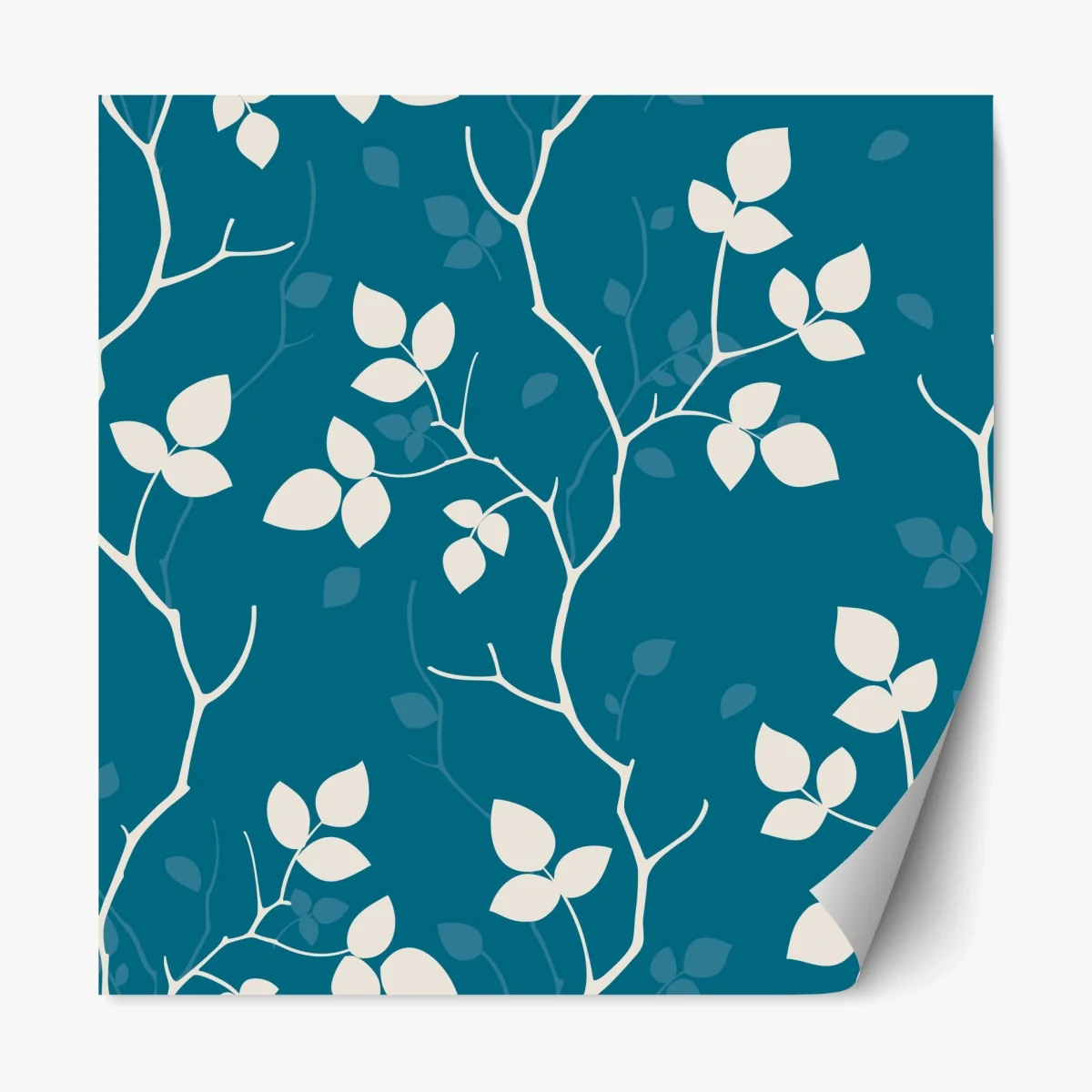 Repositionierbarer Aufkleber türkises botanisches blattmuster – Wallnifity® Repositionierbarer Aufkleber türkises botanisches blattmuster – Wallnifity®