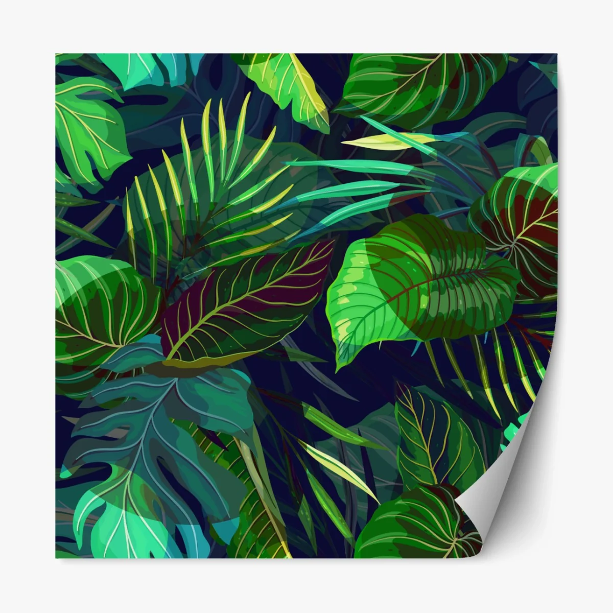 Repositionierbarer Aufkleber tropisches grünes blattmuster – Wallnifity® Repositionierbarer Aufkleber tropisches grünes blattmuster – Wallnifity®