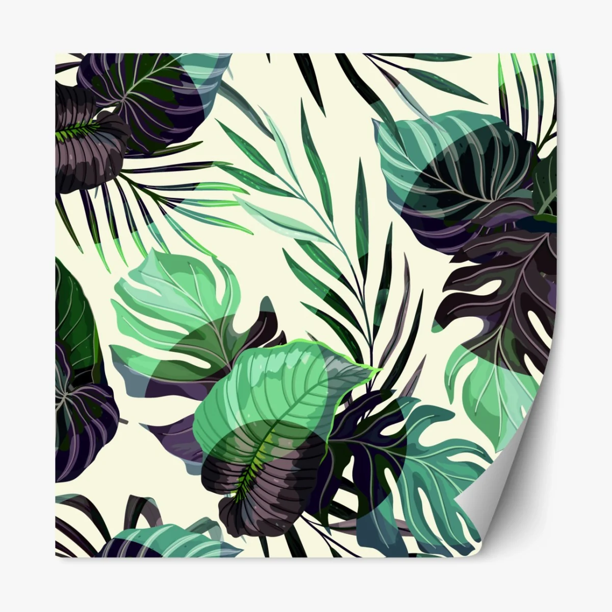 Repositionierbarer Aufkleber tropisches blattmuster in grünen tönen – Wallnifity® Repositionierbarer Aufkleber tropisches blattmuster in grünen tönen – Wallnifity®