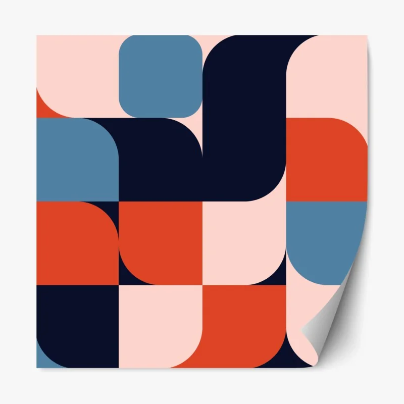 Repositionierbarer Aufkleber kräftiges geometrisches retro-muster