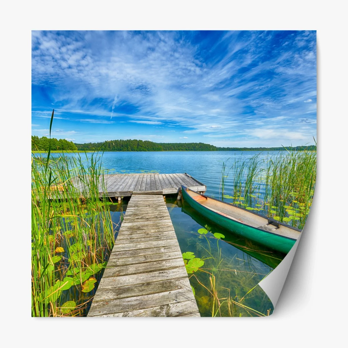 Repositionierbarer Aufkleber ruhiger sommersee in Masuren – Wallnifity®