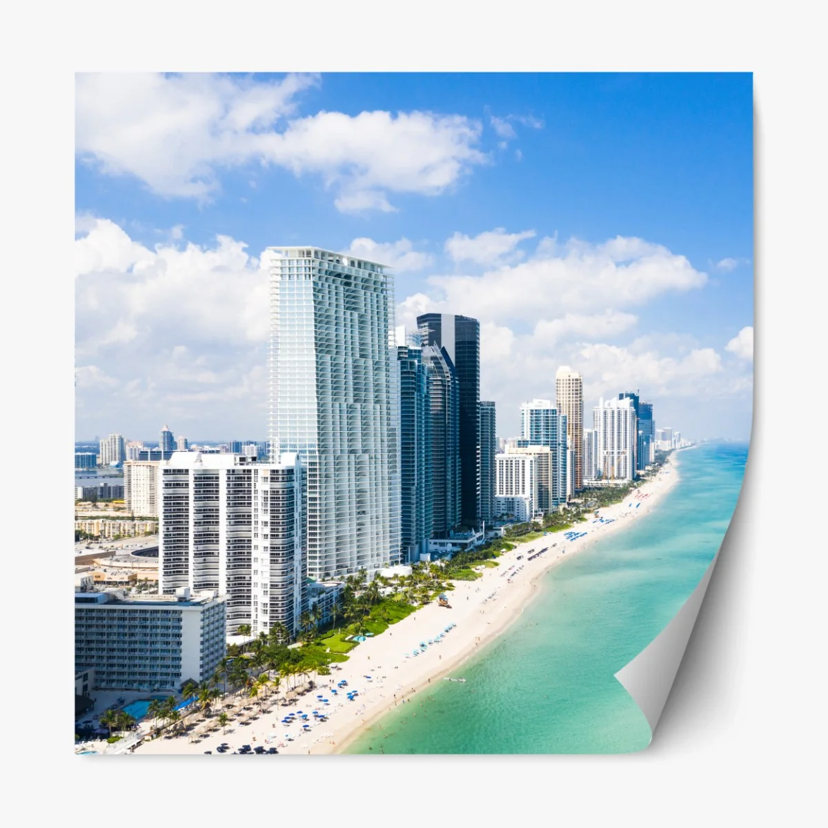 Repositionierbarer Aufkleber türkisfarbene strand-skyline – Wallnifity®