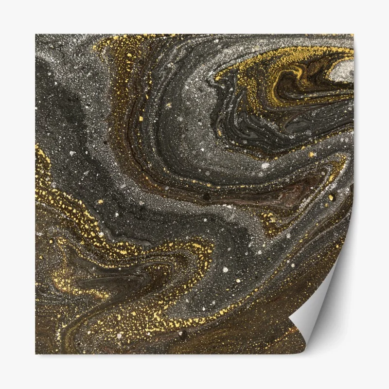Repositionierbarer Aufkleber gold-schwarzer marmorwirbel
