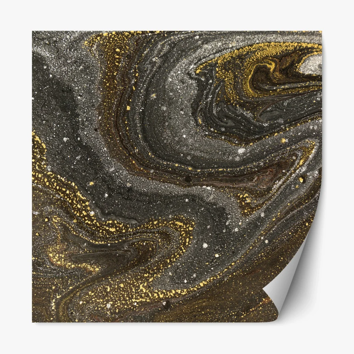 Repositionierbarer Aufkleber gold-schwarzer marmorwirbel – Wallnifity® Repositionierbarer Aufkleber gold-schwarzer marmorwirbel – Wallnifity®