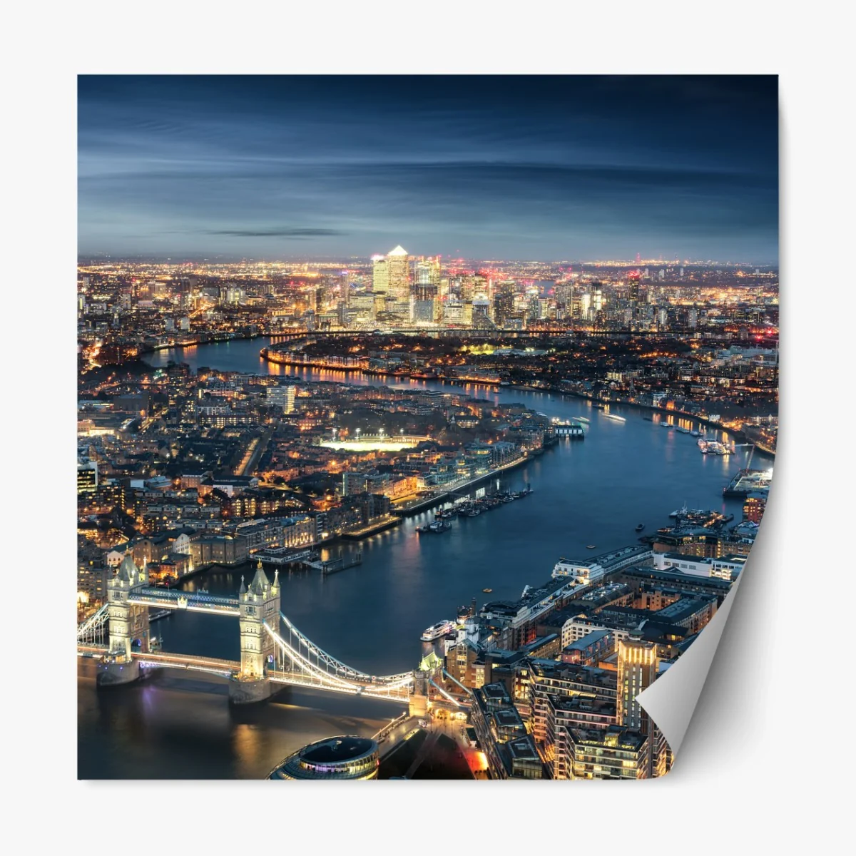 Repositionierbarer Aufkleber nächtliche skyline von London – Wallnifity® Repositionierbarer Aufkleber nächtliche skyline von London – Wallnifity®
