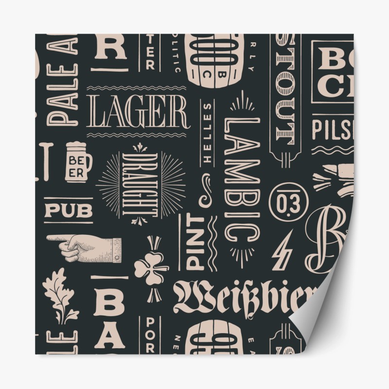 Repositionierbarer Aufkleber vintage collage mit bieretiketten