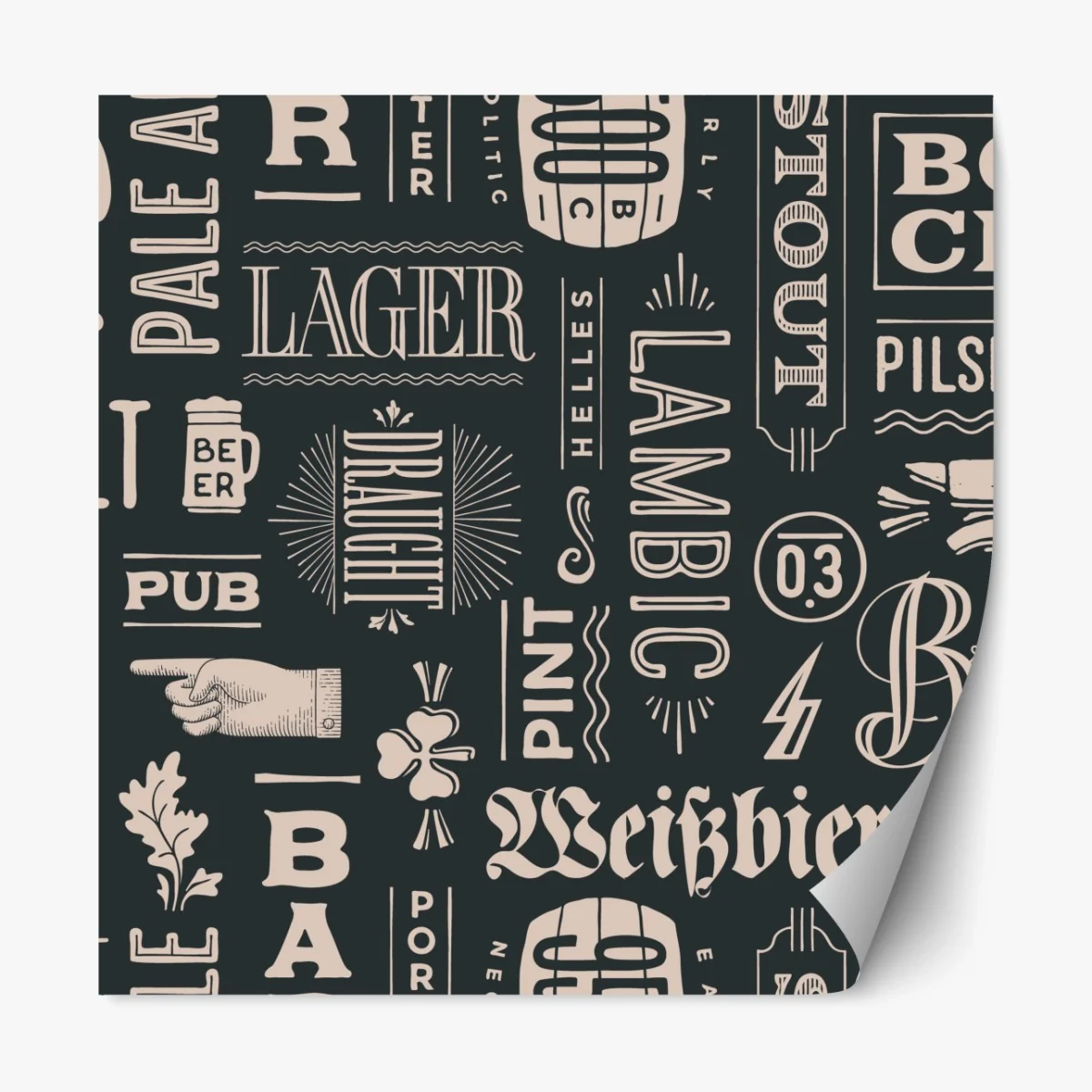 Repositionierbarer Aufkleber vintage collage mit bieretiketten – Wallnifity®