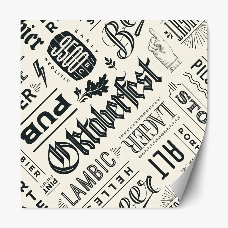 Repositionierbarer Aufkleber vintage bier etiketten typografie muster