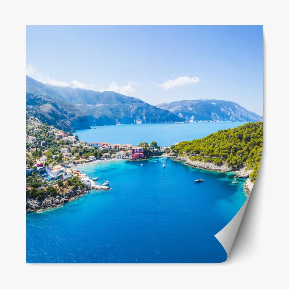 Repositionierbarer Aufkleber sonnige bucht mit türkisfarbenem wasser – Wallnifity®