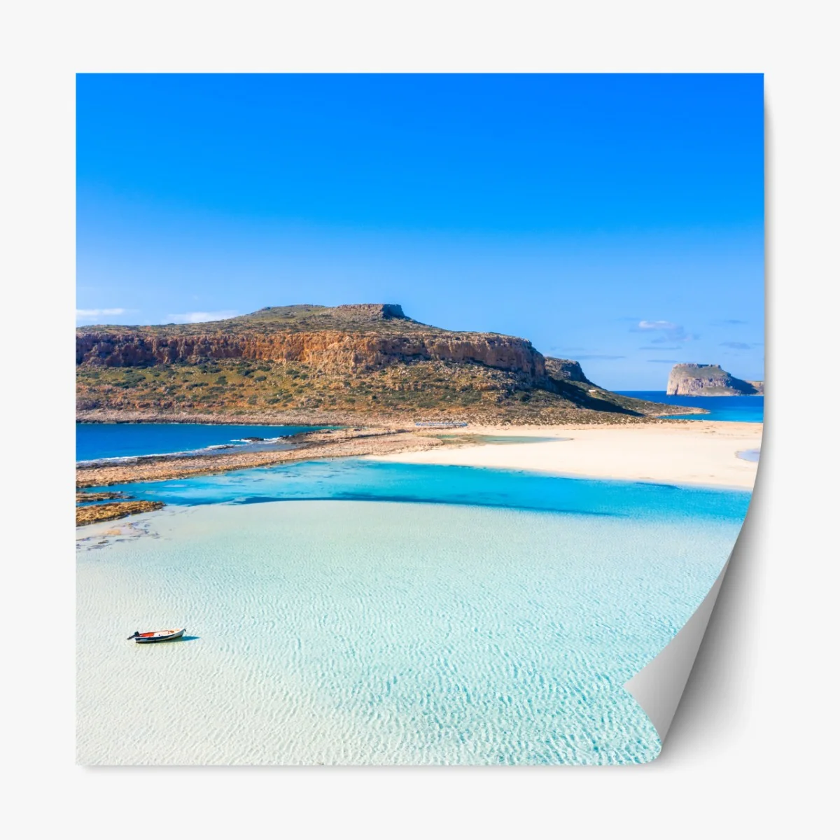 Repositionierbarer Aufkleber türkisfarbene lagune mit felsinsel – Wallnifity®