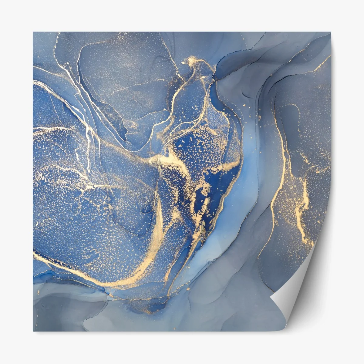 Repositionierbarer Aufkleber ozeanblauer marmor mit goldenen adern – Wallnifity®