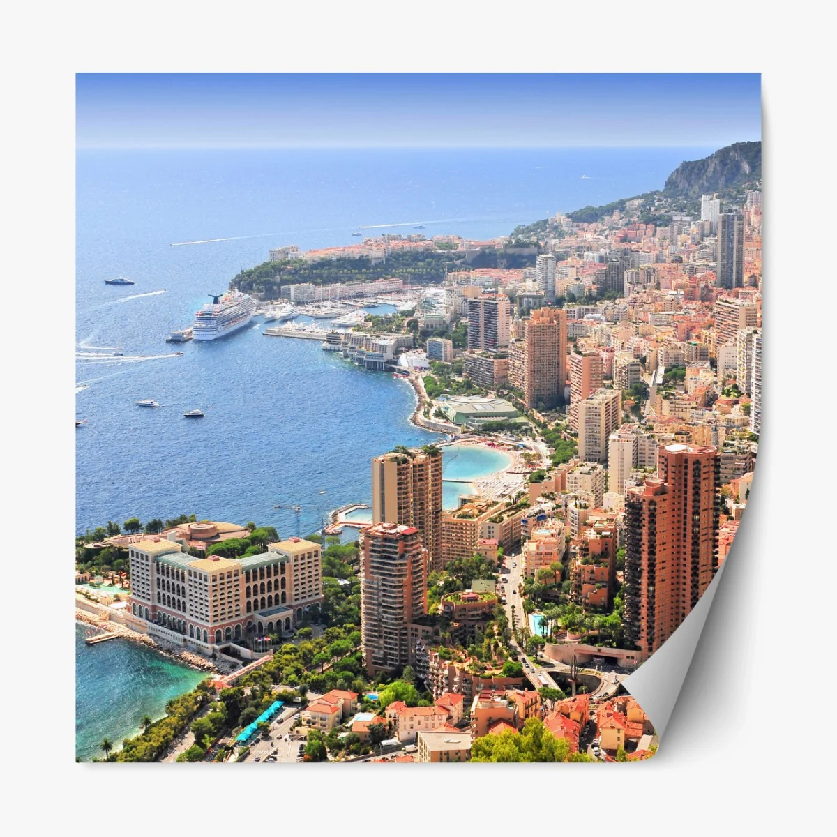 Repositionierbarer Aufkleber sonnige panoramasicht einer küstenstadt – Wallnifity® Repositionierbarer Aufkleber sonnige panoramasicht einer küstenstadt – Wallnifity®