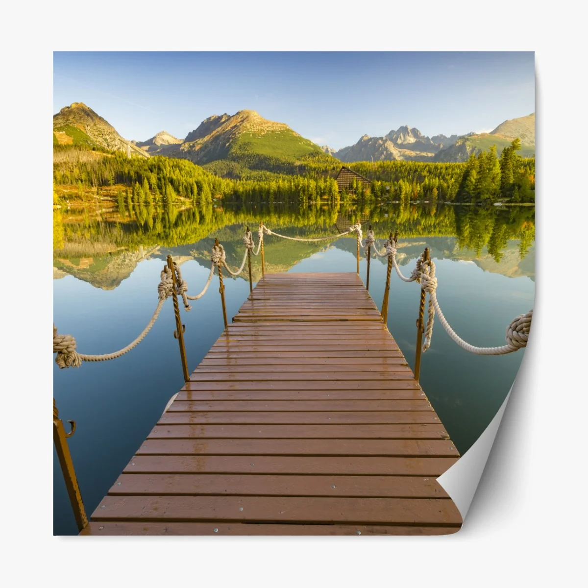 Repositionierbarer Aufkleber steg am see Strbske Pleso – Wallnifity® Repositionierbarer Aufkleber steg am see Strbske Pleso – Wallnifity®