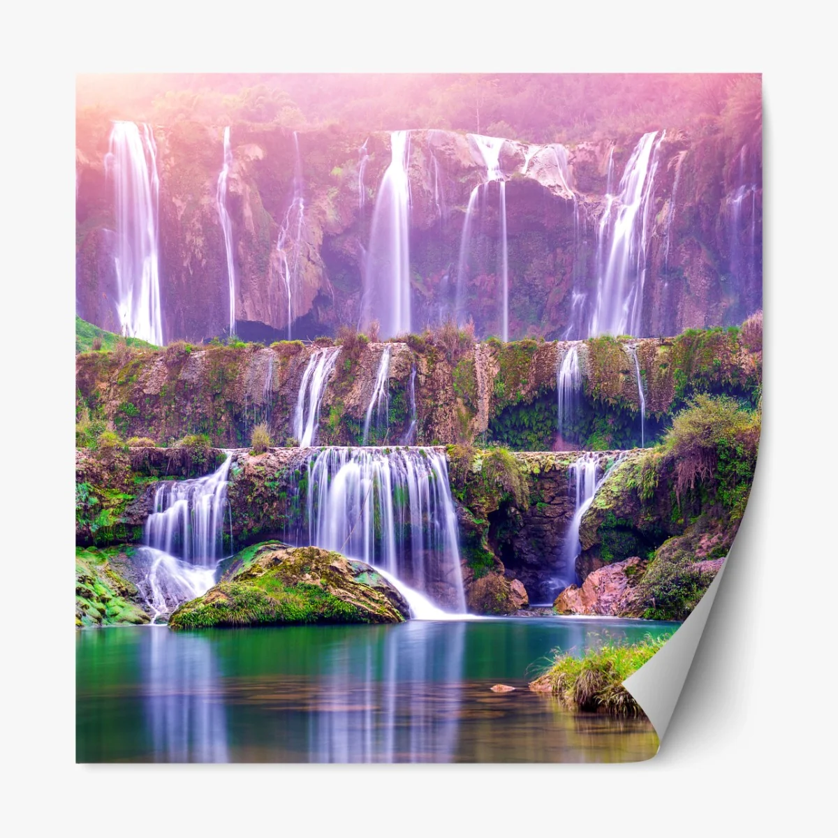 Repositionierbarer Aufkleber friedlicher wasserfall Jiulong in Luoping, China – Wallnifity®