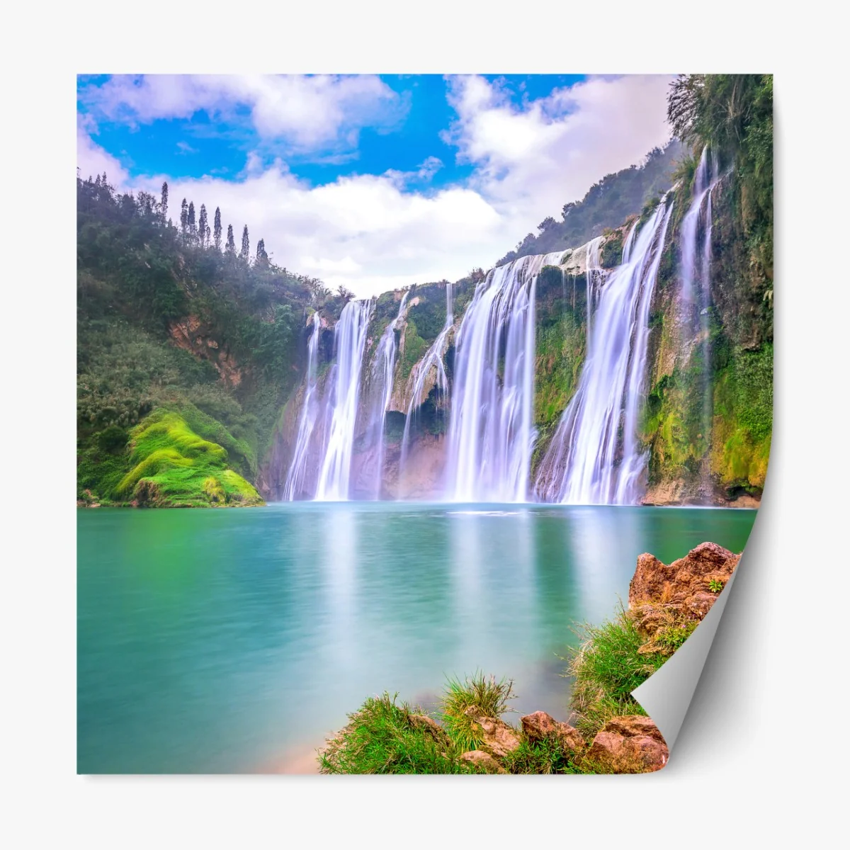 Repositionierbarer Aufkleber wasserfall Jiulong in Luoping – Wallnifity®