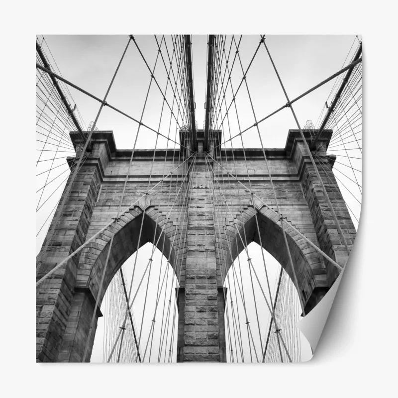 Repositionierbarer Aufkleber monochrome hängebrücke aus grafischer perspektive