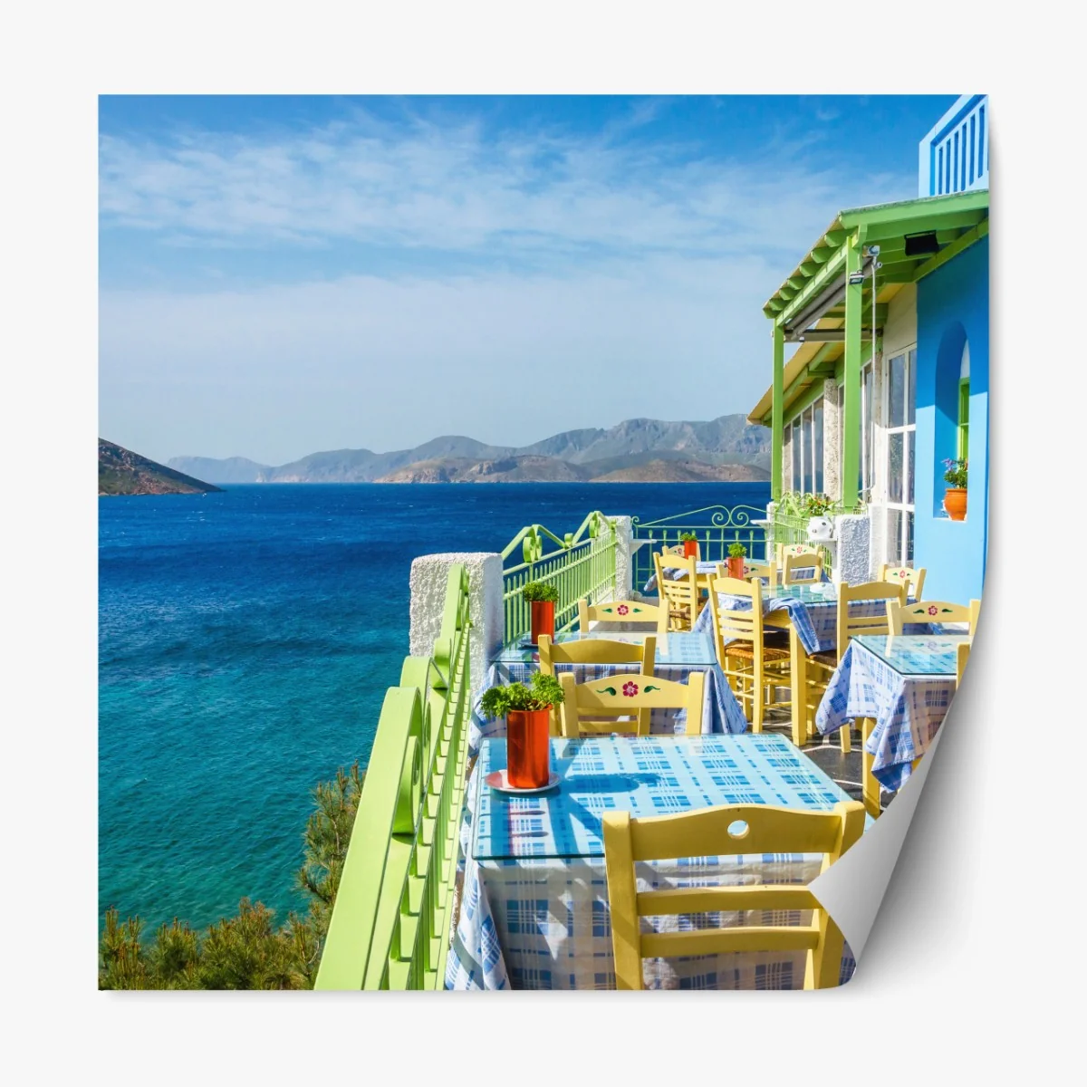 Repositionierbarer Aufkleber sonnige terrasse am Mittelmeer – Wallnifity®