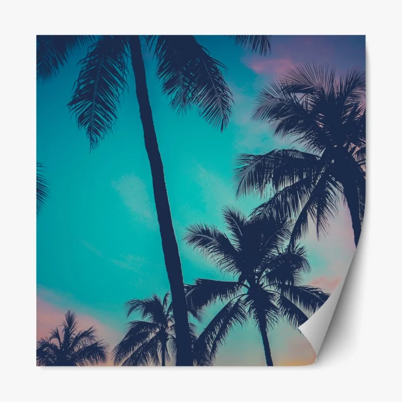 Repositionierbarer Aufkleber vintage palmen auf Hawaii bei sonnenuntergang