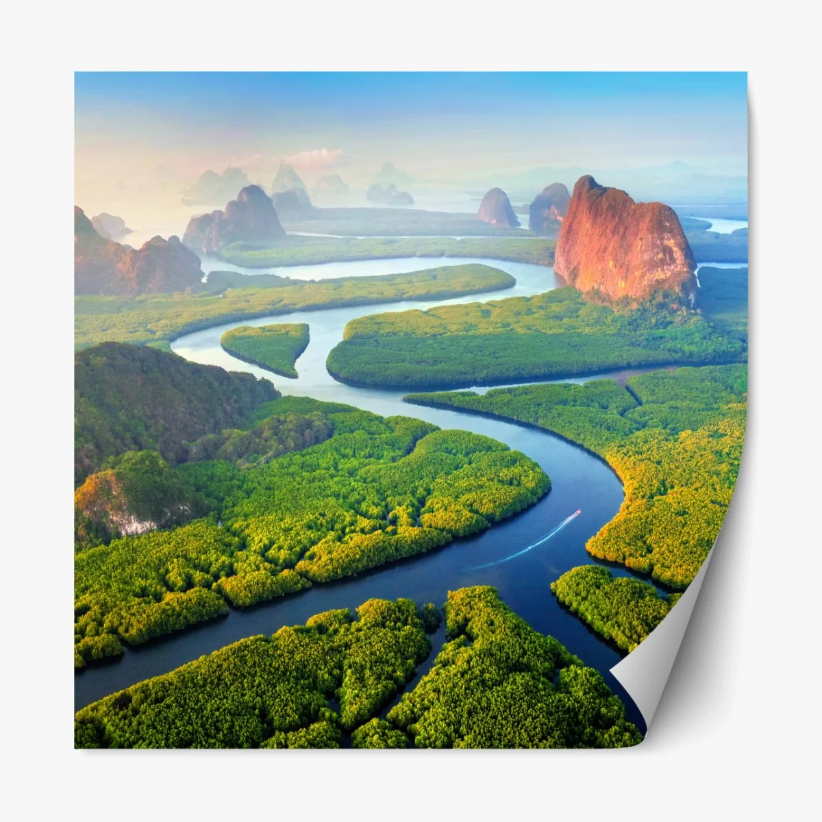 Repositionierbarer Aufkleber sonnenaufgang über der Phang Nga Bucht – Wallnifity®