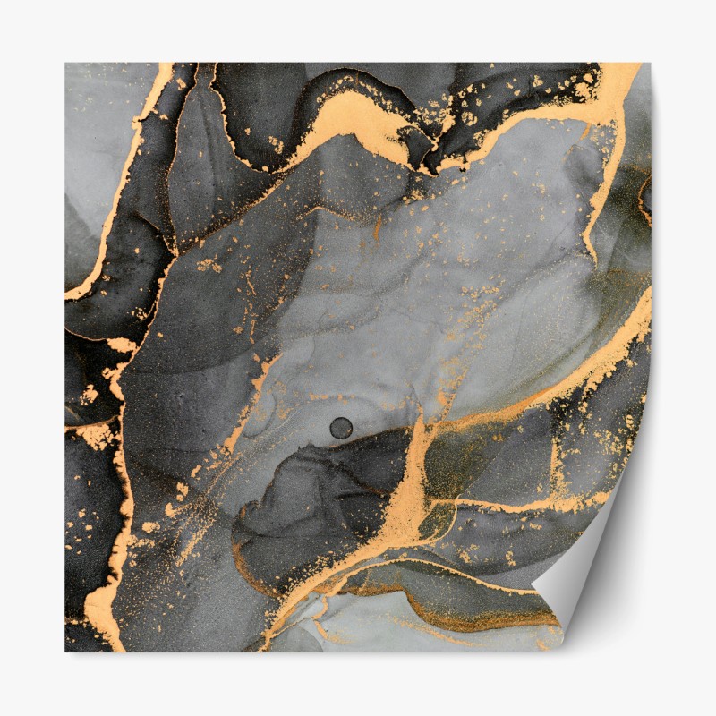 Repositionierbarer Aufkleber rauchiger grauer marmor mit goldenen adern