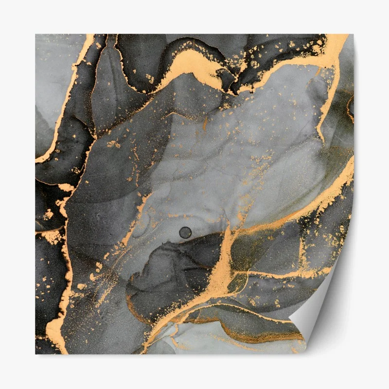 Repositionierbarer Aufkleber rauchiger grauer marmor mit goldenen adern