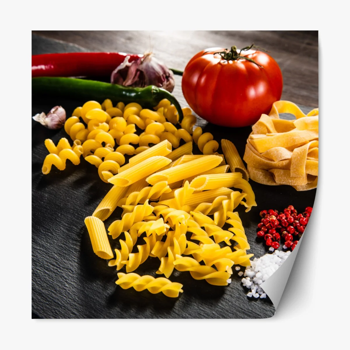 Repositionierbarer Aufkleber verschiedene trockene nudeln und frische zutaten – Wallnifity® Repositionierbarer Aufkleber verschiedene trockene nudeln und frische zutaten – Wallnifity®